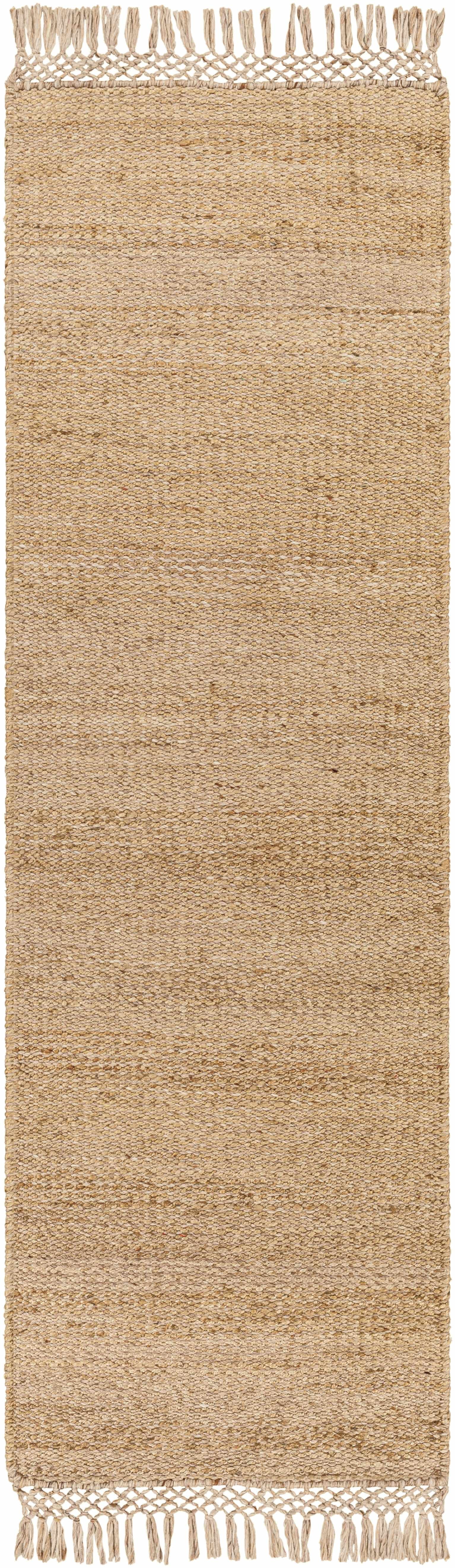 Hauteloom Charleston Jute Hallway, Kitchen Runner Rug - Contemporary Boho Farmhouse Coastal Modern - Tan, Medium Brown, Beige, Brown, Neutral - 2'6" x 8'