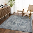 thumbnail image 1 of Hauteloom Peeta Boho Faded Vintage Look Oriental Medallion Area Rug - Farmhouse Traditional Floral Carpet for Living Room, Bedroom, Dining Room - Blue, Gray Blue - 6'7" x 9', 1 of 9