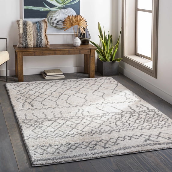 Hauteloom Pembrokeshire Living Room, Bedroom Area Rug - Global - High Pile - Gray, Beige - 2' x 3'