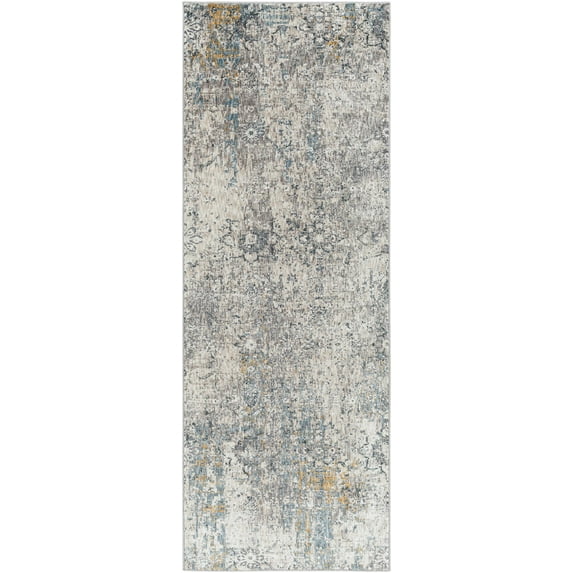 Hauteloom Pence Hallway, Kitchen Runner Rug - Modern - Beige, Gray, Blue - 2'7" x 10'