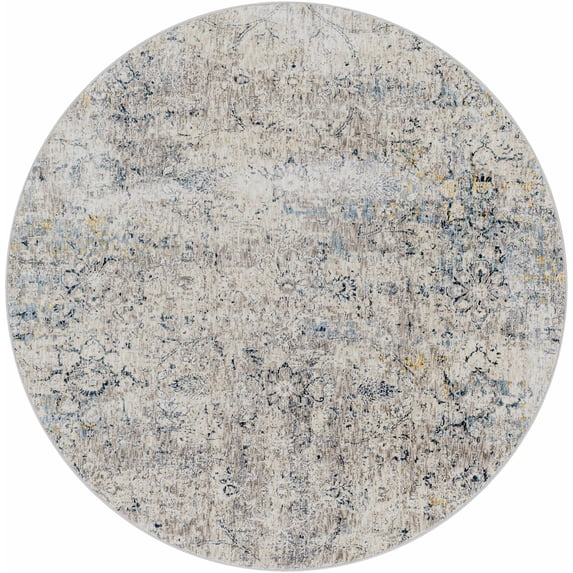 Hauteloom Pence Living Room, Bedroom Area Rug - Modern - Beige, Gray, Blue - 7'10"-Round