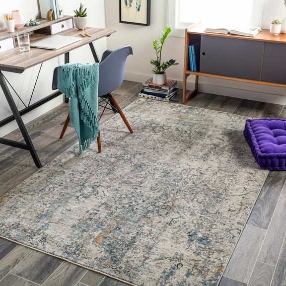 Hauteloom Pence Living Room, Bedroom Area Rug - Modern - Beige, Gray, Blue - 7'10" x 10'3"