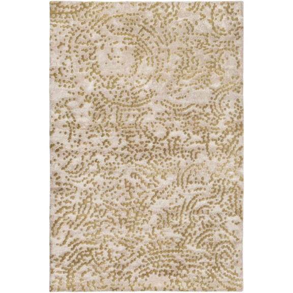 Hauteloom Pine Wool Living Room, Bedroom Area Rug - Contemporary - Medium Gray, Mustard, Taupe - 4' x 6'