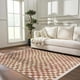 thumbnail image 1 of Hauteloom Pertek Modern Checkered Area Rug - Modern Geometric Carpet for Living Room, Kids Room, Nursery - Bohemian Boho Carpet - Cream, Beige, Light Red, Somon - 5'3" x 7', 1 of 12