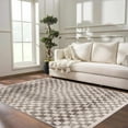 thumbnail image 1 of Hauteloom Pertek Modern Checkered Area Rug - Modern Geometric Carpet for Living Room, Kids Room, Nursery - Bohemian Boho Carpet - Cream, Beige, Tan - 4' x 6', 1 of 11