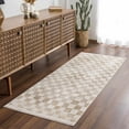 thumbnail image 1 of Hauteloom Pertek Modern Checkered Runner Rug - Modern Geometric Carpet for Hallway, Kids Room, Nursery - Bohemian Boho Carpet - Cream, Gold - 2'7" x 10', 1 of 10