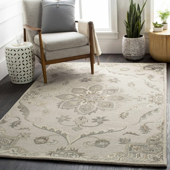 Hauteloom Peterstown Wool Living Room, Bedroom Area Rug - Traditional - Gray, Black, Brown - 7'6" x 9'6"