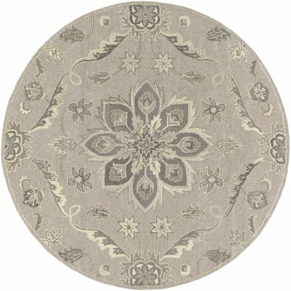 Hauteloom Peterstown Wool Living Room, Bedroom Area Rug - Traditional - Taupe, Peach, Charcoal - 6' Round