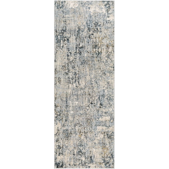 Hauteloom Pinjarra Hallway, Kitchen Runner Rug - Modern - Gray, Beige, Blue - 2'7" x 10'