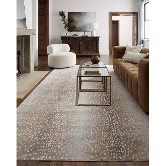 Hauteloom Modern Animal Print Area Rug - Leopard & Antelope Print - Gray, Brown, Beige - 7'10" x 10'