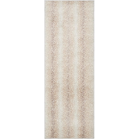Hauteloom Pointblank Modern Animal Print Runner Rug for Hallway, Kitchen - Bohemain Leopard Print Carpet - Contemporary Antelope Print Rug - Gray, Brown, Beige - 2'7" x 10'