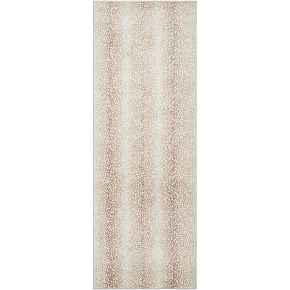 Hauteloom Pointblank Modern Animal Print Runner Rug for Hallway, Kitchen - Bohemain Leopard Print Carpet - Contemporary Antelope Print Rug - Gray, Brown, Beige - 2'7" x 7'3" (2x8)