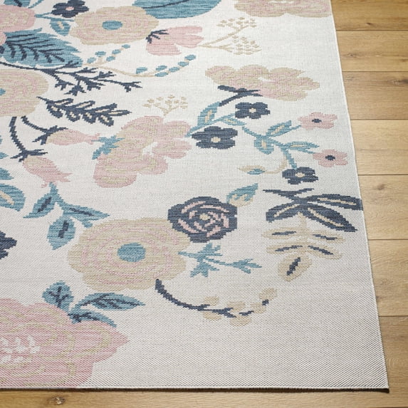 Hauteloom Ponto Living Room, Bedroom Patio Outdoor Area Rug - Farmhouse - Light Gray - 6'7" x 9'