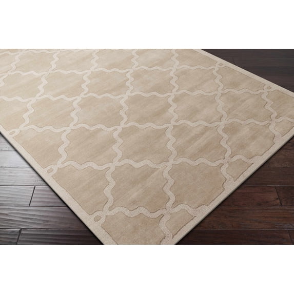 Hauteloom Posen Wool Living Room, Bedroom Area Rug - Contemporary - Beige - 3' x 5'