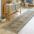 thumbnail image 1 of Hauteloom Powhatan Hallway, Kitchen Machine Washable Runner Rug - Traditional - Camel, Dark Brown, Light Sage - 2'7" x 7'3", 1 of 11