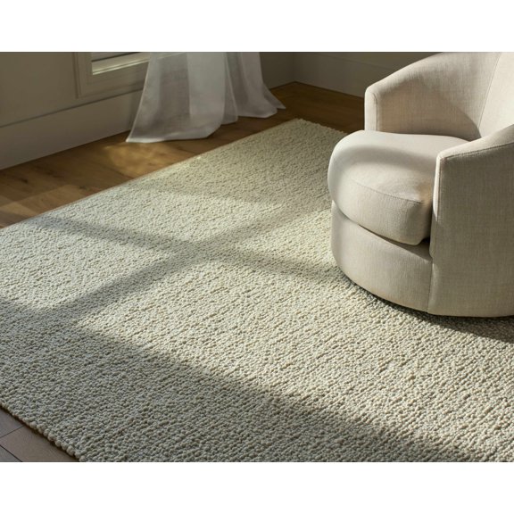 Hauteloom Priya Wool Living Room, Bedroom Area Rug - Traditional, Transitional - High Pile - Light Silver, Pale Slate, Ash - 5' x 7'6"
