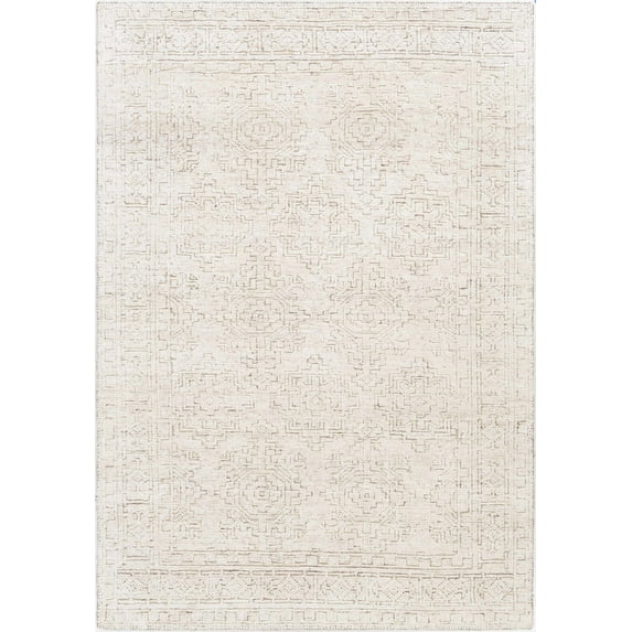 Hauteloom Probus Living Room, Bedroom Area Rug - Traditional - Medium Gray, White, Medium Brown - 9' x 12'