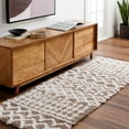 thumbnail image 1 of Hauteloom Promp Shaggy Farmhouse Hallway, Entryway, Bedroom Runner Rug - Bohemian Moroccan Trellis High Plush Pile - Shag Carpet - Brown, Cream, White - 2'7" x 7'3", 1 of 10