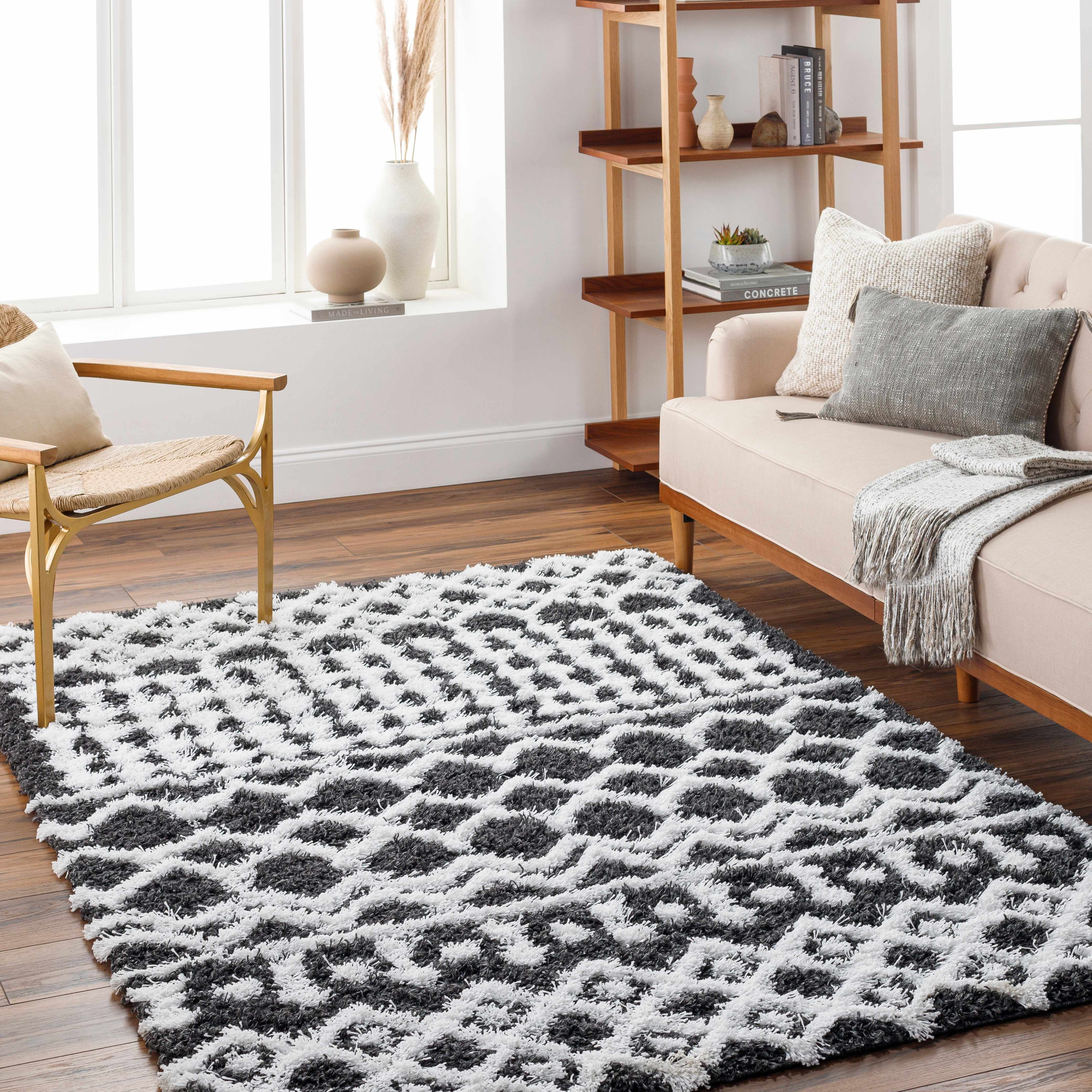 Hauteloom Prompton Shaggy Farmhouse Living Room, Bedroom Area Rug