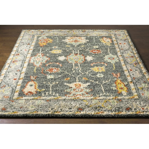 Hauteloom Prosperidad Wool Living Room, Bedroom Area Rug - Traditional - High Pile - Brick Red, Charcoal, Cream - 2' x 3'