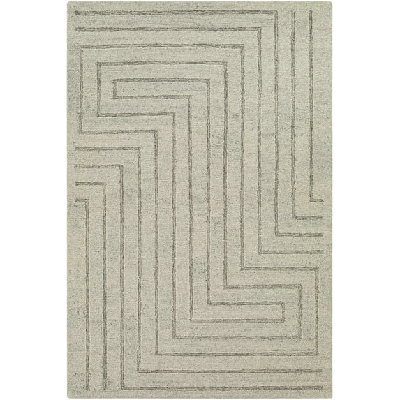 Hauteloom Queenton Wool Living Room, Bedroom Area Rug - Gray - 5' x 7'6"