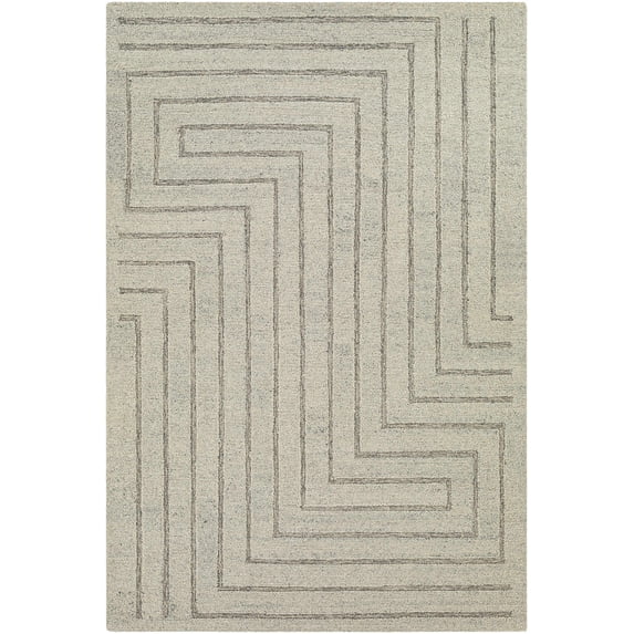 Hauteloom Queenton Wool Living Room, Bedroom Area Rug - Gray - 8'10" x 12'