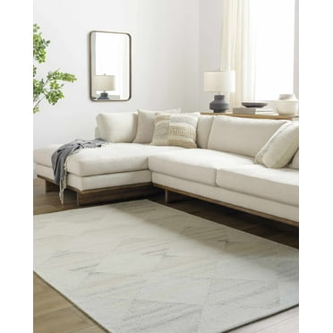Hauteloom Rakin Wool Living Room, Bedroom Area Rug - Bohemian, Transitional - Pearl - 18" x 18" Sample