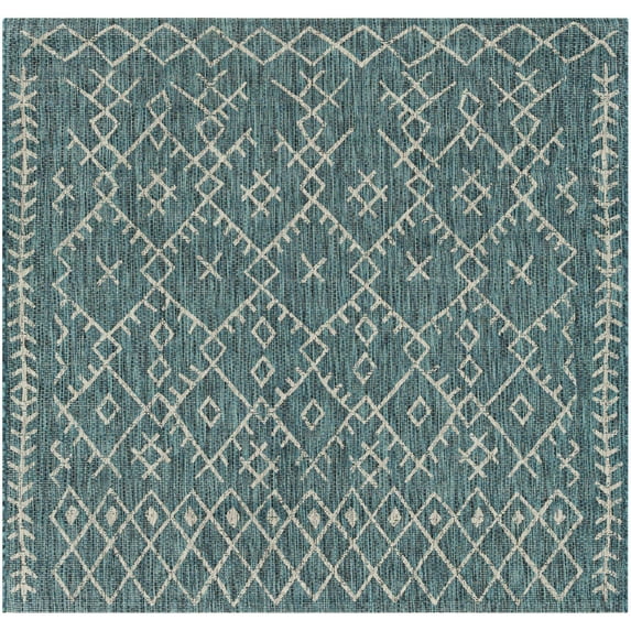 Hauteloom Rapelje Living Room, Bedroom Patio Outdoor Area Rug - Bohemian/Global - Blue, Black, Gray - 6'7"