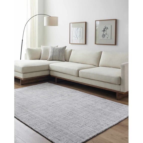 Hauteloom Rasim Recycled Material Living Room, Bedroom Area Rug - Traditional, Transitional - Cream, Charcoal - 5' x 7'6"