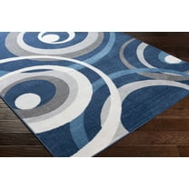 Hauteloom Renmark Living Room, Bedroom Area Rug - Contemporary - Navy, Blue, Gray - 9'2" x 12'