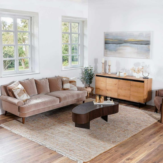 Hauteloom Rice Jute Living Room, Bedroom Area Rug - Natural Fiber - Beige, Gray - 6' x 9'