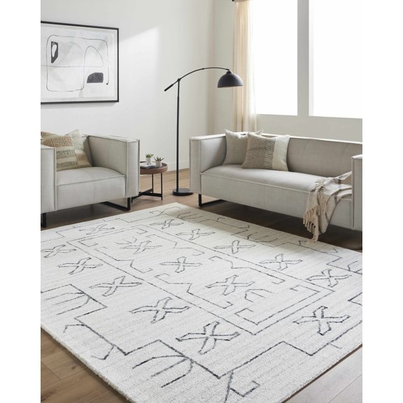 Hauteloom Rider Wool Living Room, Bedroom Area Rug - Farmhouse - 9' x 12'