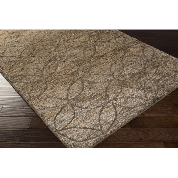Hauteloom Roberts Wool Living Room, Bedroom Area Rug - Natural Fibers - Tan, Dark Brown - 8' x 11'