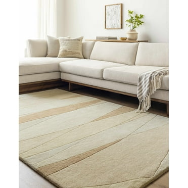 Hauteloom Robin Wool Living Room, Bedroom Area Rug - Contemporary - Cream, Caramel - 18" Sample