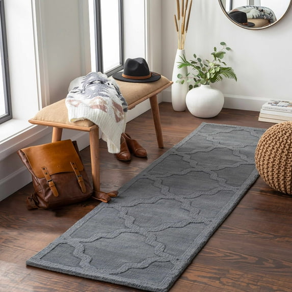 Hauteloom Ropesville Wool Hallway, Kitchen Runner Rug - Contemporary - Gray - 2'3" x 14'