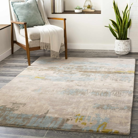 Hauteloom Rushworth Living Room, Bedroom Area Rug - Modern - Brown, Gray, Blue - 2' x 3'
