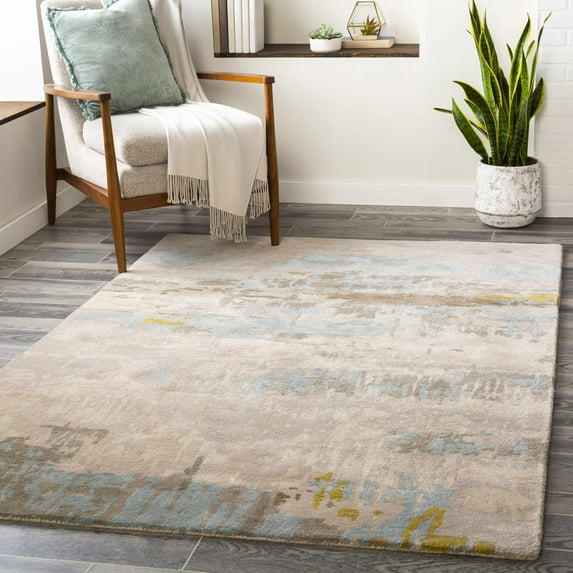 Hauteloom Rushworth Living Room, Bedroom Area Rug - Modern - Brown, Gray, Blue - 2' x 3'