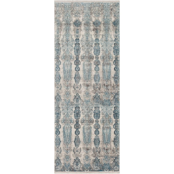 Hauteloom Rydalmere Hallway, Kitchen Runner Rug - Modern - Blue, Gray - 3' x 9'10"