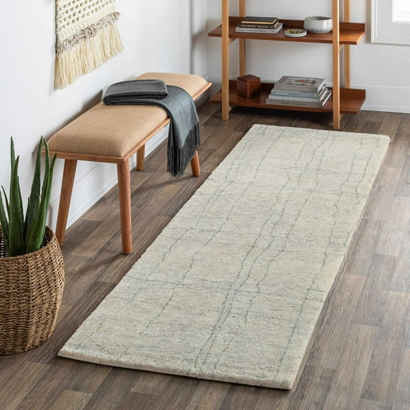 Hauteloom Saldanha Wool Living Room, Bedroom Area Rug - Farmhouse - High Pile - Charcoal, Gray, Light Gray - 2' x 3'