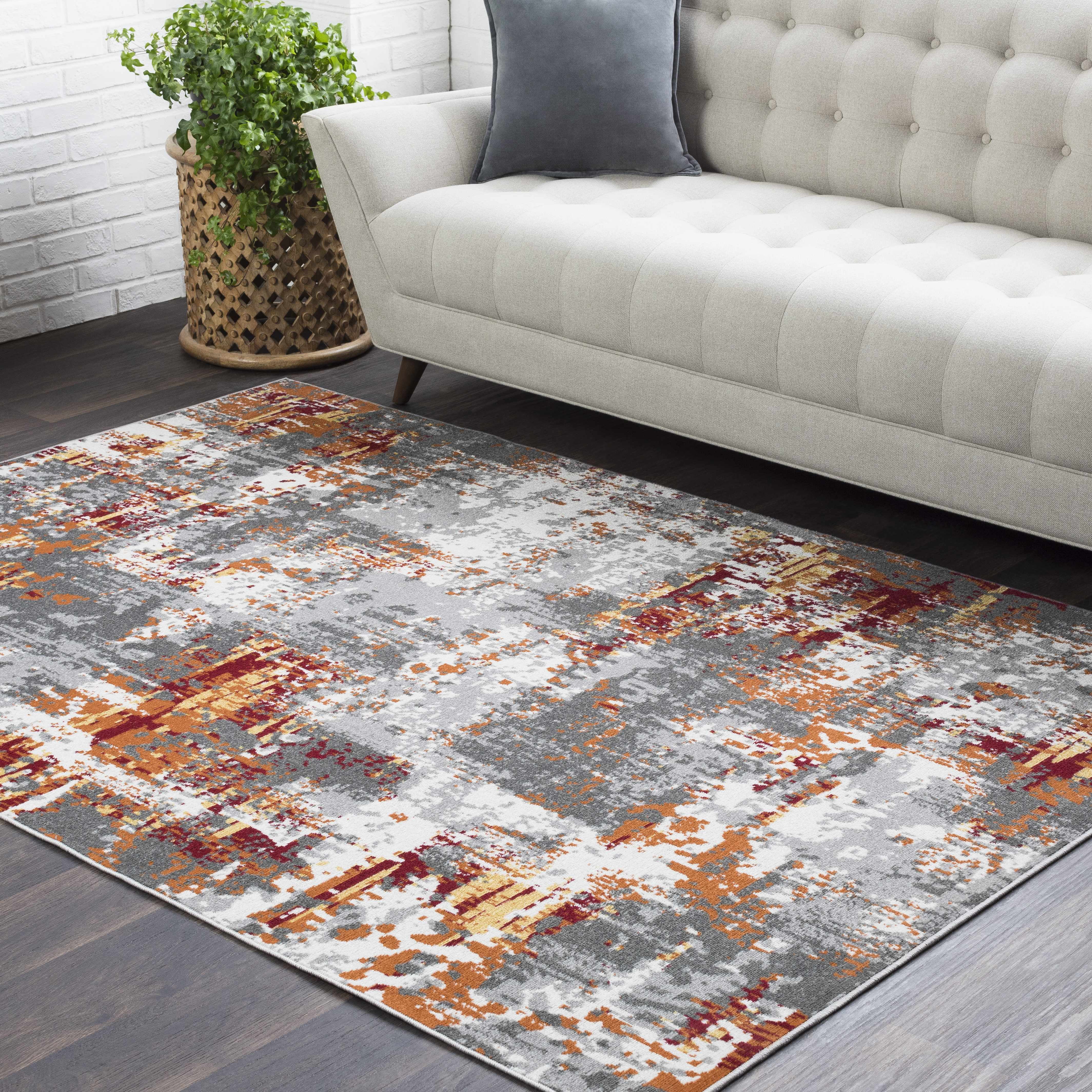Hauteloom Salina Living Room, Bedroom Area Rug - Modern - Gray, Purple - 2' x 2'11"