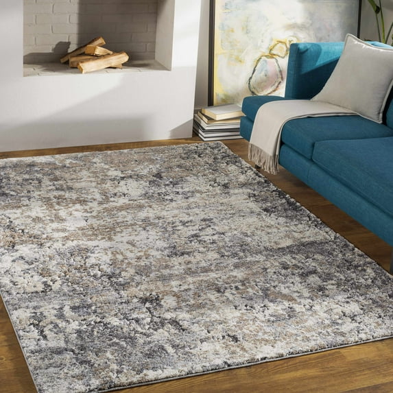 Hauteloom Satsop Living Room, Bedroom Area Rug - Modern - High Pile - Gray, Black - 5'3" x 7'3"