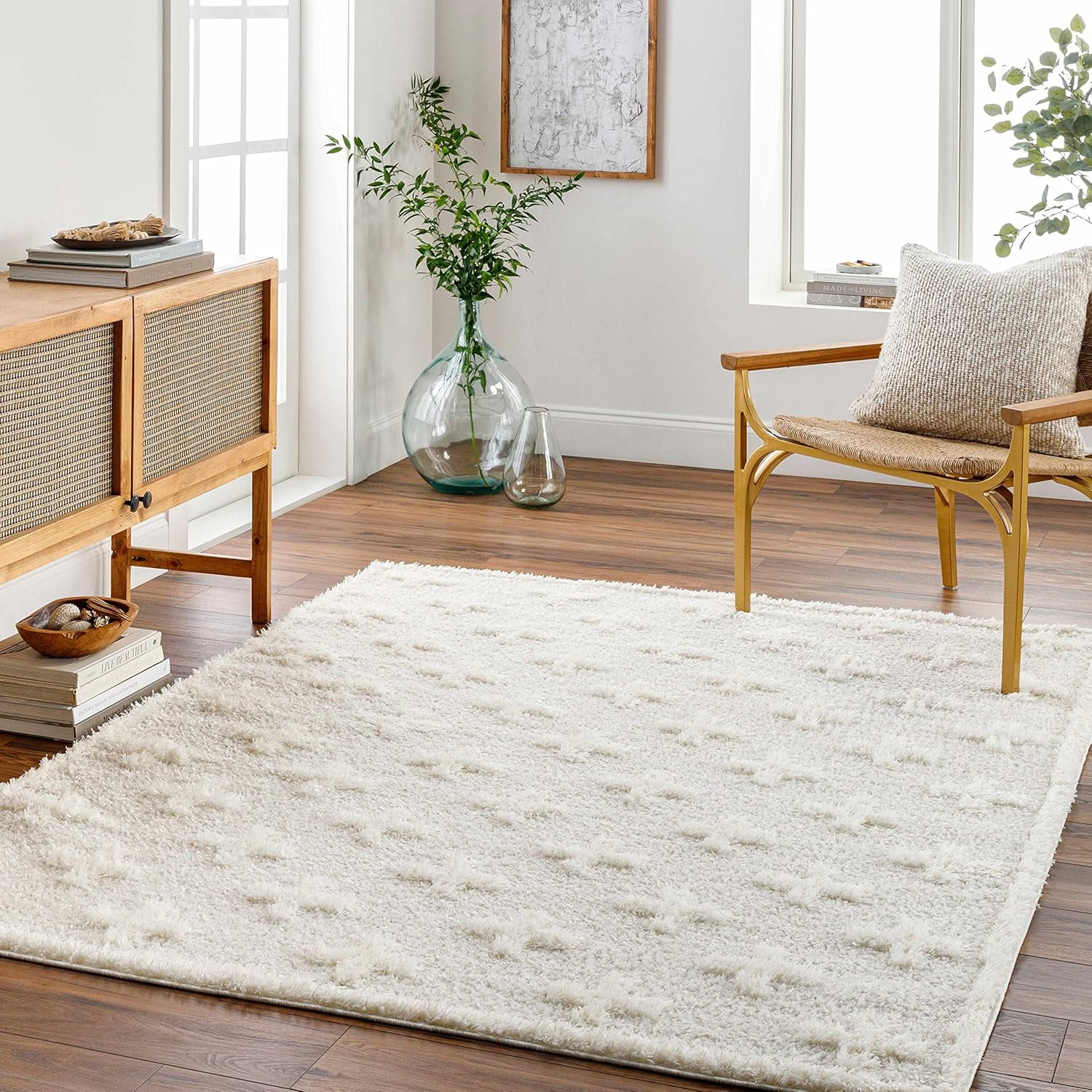 Hauteloom Satu Living Room, Bedroom Runner Rug Farmhouse Plush Pile