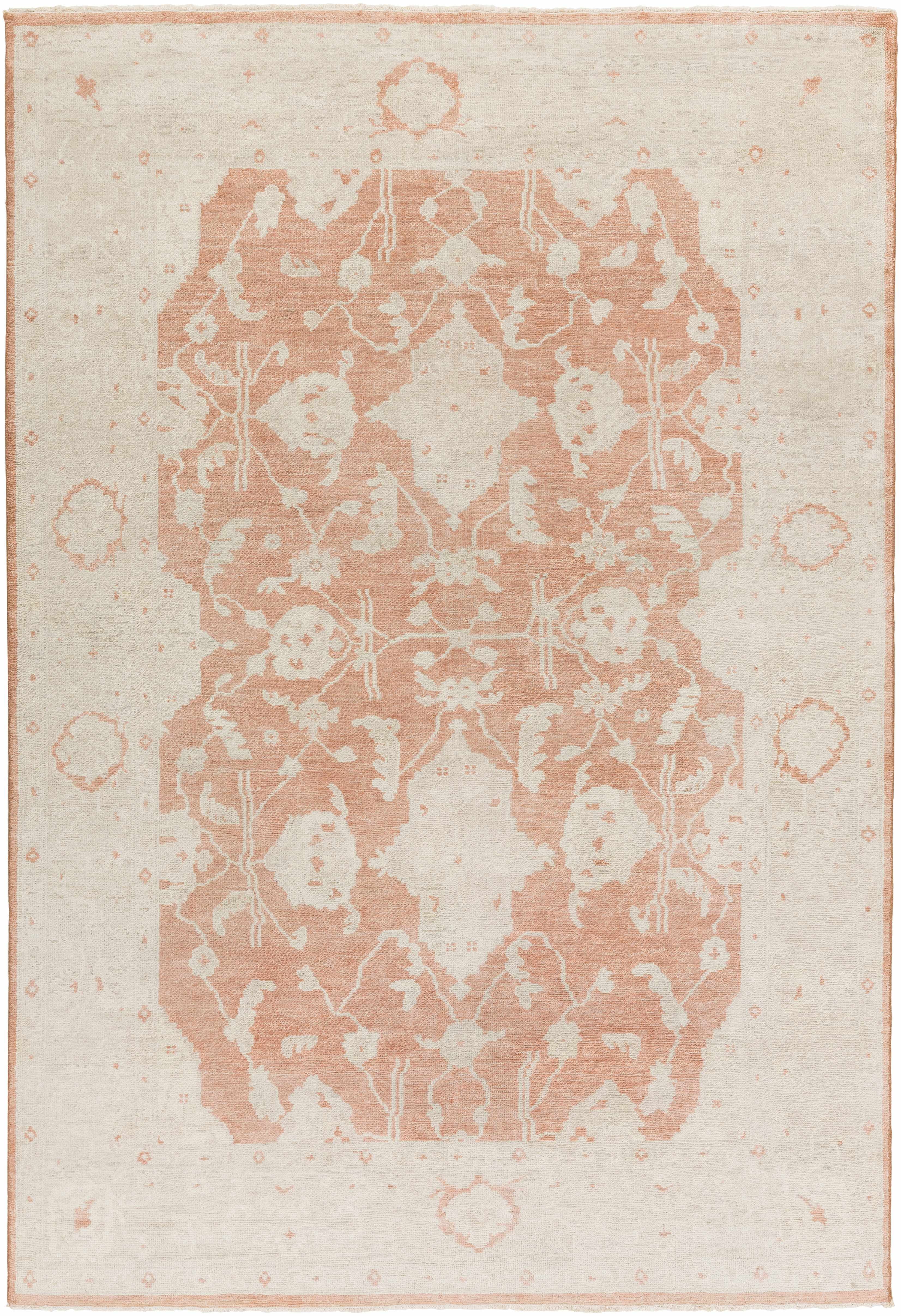 Hauteloom Seney Wool Living Room, Bedroom Area Rug - Traditional - Beige, Dusty Pink, Light Gray - 10' x 14'