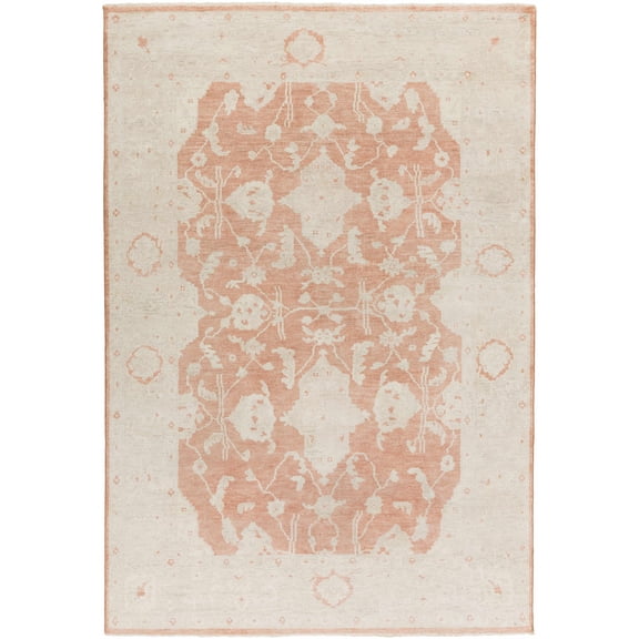 Hauteloom Seney Wool Living Room, Bedroom Area Rug - Traditional - Beige, Dusty Pink, Light Gray - 10' x 14'