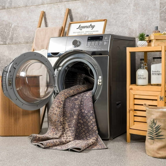 Hauteloom Seok Hallway, Kitchen Machine Washable Runner Rug - Traditional Bohemian Carpet - Boho Vintage Distressed - Brown, Beige, Gray - 2'7" x 10'2"