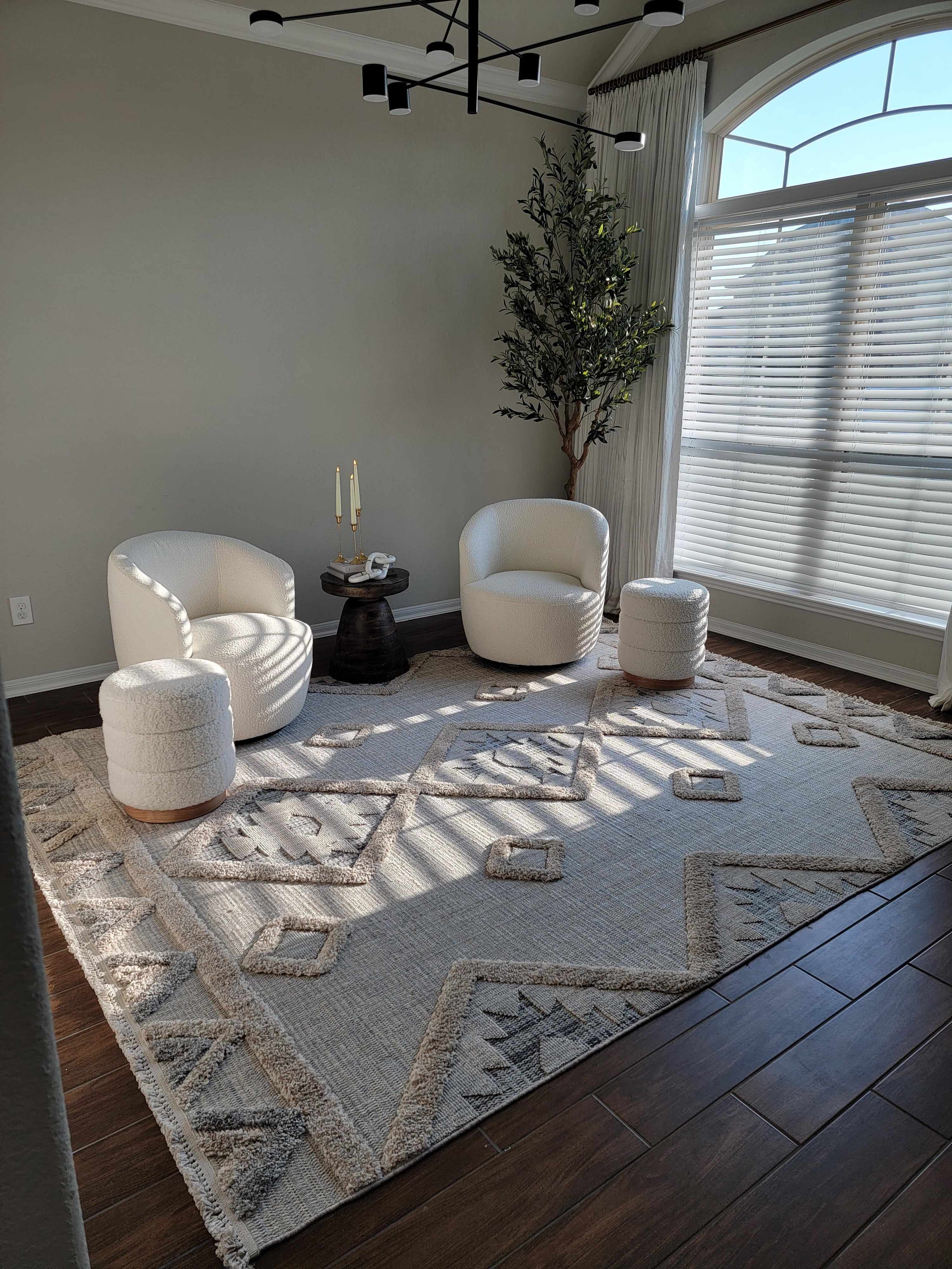 Hauteloom Serkomen Modern Moroccan Farmhouse Living Room, Bedroom Area