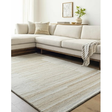 Hauteloom Seung Wool Living Room, Bedroom Area Rug - Contemporary - Pearl, Warm Gray - 18" x 18" Sample