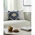 thumbnail image 1 of Hauteloom Shepardsville Decorative Throw Pillow Cover - Sofa Couch Cushion Cover - Boho Farmhouse Lumbar Pillow Cover -%100 Cotton - Dark Blue, Off White - Square 20" x 20", 1 of 5