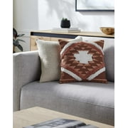 Hauteloom Shepardsville Decorative Throw Pillow - Sofa Couch Cushion Cover - Boho Farmhouse Lumbar -%100 Cotton - Orange