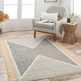 thumbnail image 1 of Hauteloom Sherbrooke Hand Woven Moroccan Small Area Rug for Entryway - Tribal Geometric Patterned Hand Made Carpet with Tassel -%100 Cotton Natural Fiber - Black, Beige, Brown - 2' x 3', 1 of 8
